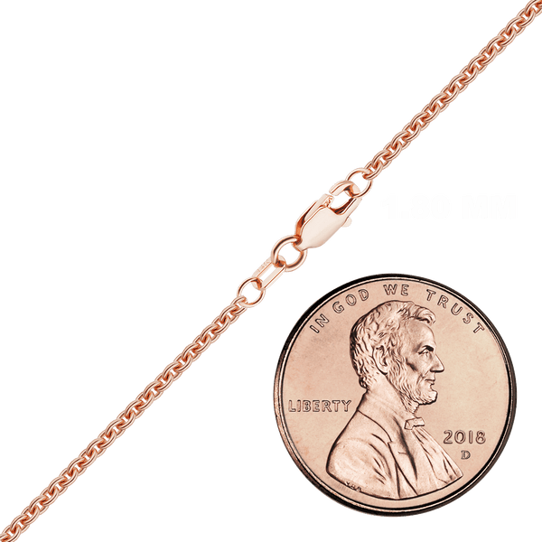 Finished Heavy Round Cable Anklet in 18K Pink Gold (1.05 mm - 2.20 mm)