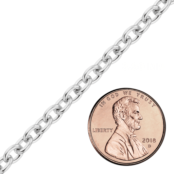 Bulk / Spooled Heavy Round Cable Chain in Sterling Silver (0.80 mm - 8.50 mm)