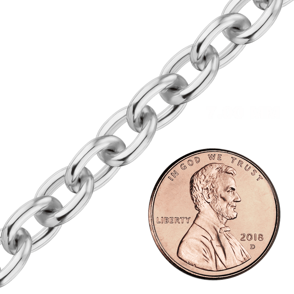 Bulk / Spooled Heavy Round Cable Chain in Sterling Silver (0.80 mm - 8.50 mm)