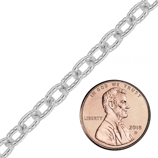 Bulk / Spooled Heavy Textured Cable Chain in Sterling Silver (0.90 mm - 7.50 mm)