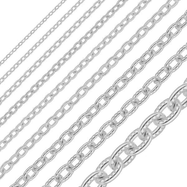 Bulk / Spooled Heavy Textured Cable Chain in Sterling Silver (0.90 mm - 7.50 mm)