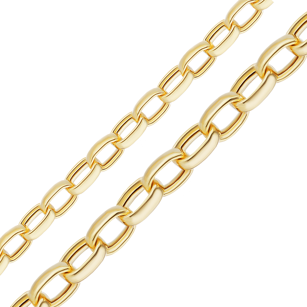 Bulk / Spooled Semi-Solid Oval Rolo Chain in 14K Yellow Gold (2.10 mm - 3.20 mm)