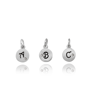 Initial Pendants with Black Enamel (11mm) (100% Polished with Bail - Includes CZ)