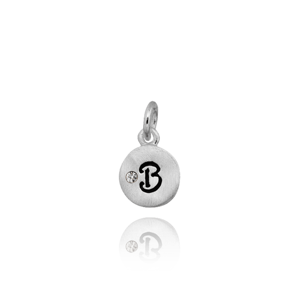 Initial Pendants with Black Enamel (11mm) (100% Polished with Bail - Includes CZ)