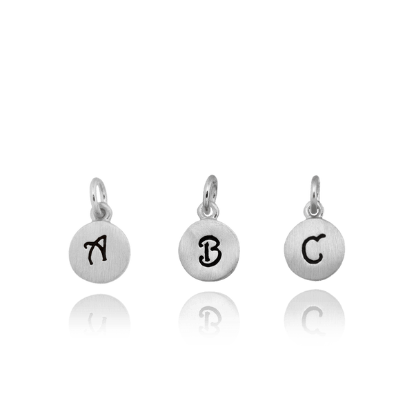 Initial Pendants with Black Enamel (11mm) (100% Polished with Bail)