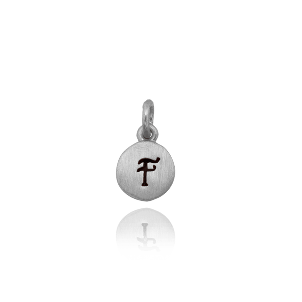 Initial Pendants with Black Enamel (11mm) (100% Polished with Bail)