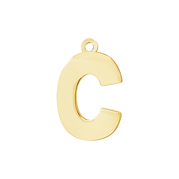 Block Initial Pendant with 1 Ring in 14K Gold (20.00 mm)