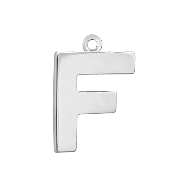 Block Initial Pendant with 1 Ring in Sterling Silver (20.00 mm)