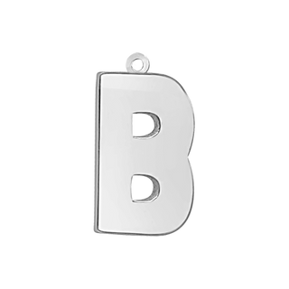 Block Initial Pendant with 1 Ring in Sterling Silver (25.00 mm)