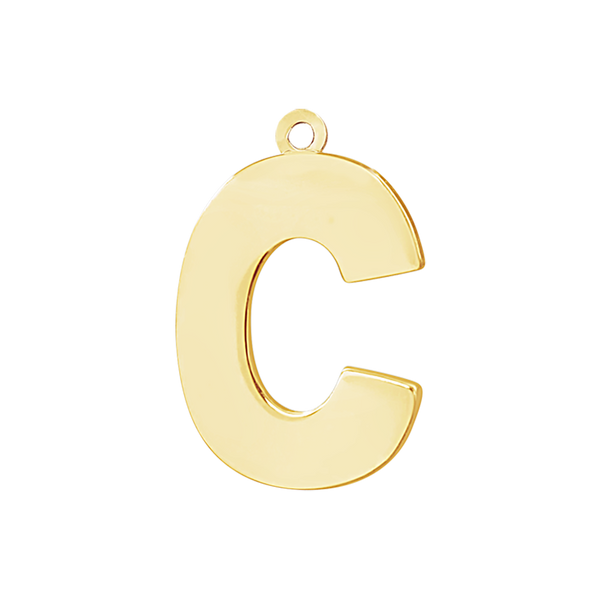 Block Initial Pendant with 1 Ring in 14K Gold (25.00 mm)