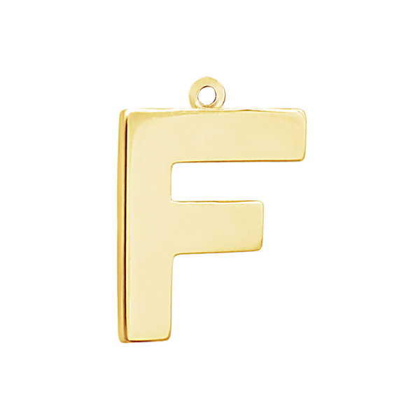 Block Initial Pendant with 1 Ring in 14K Gold (25.00 mm)