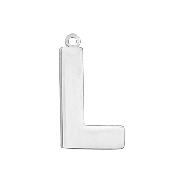Block Initial Pendant with 1 Ring in Sterling Silver (25.00 mm)