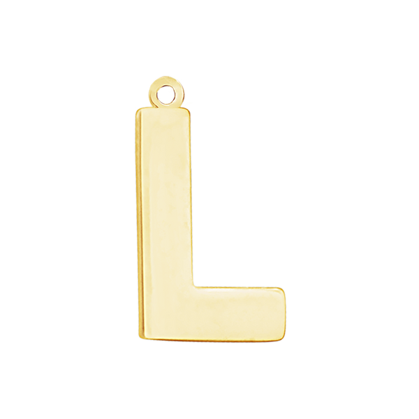 Block Initial Pendant with 1 Ring in 14K Gold (25.00 mm)
