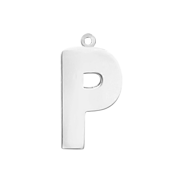 Block Initial Pendant with 1 Ring in Sterling Silver (25.00 mm)