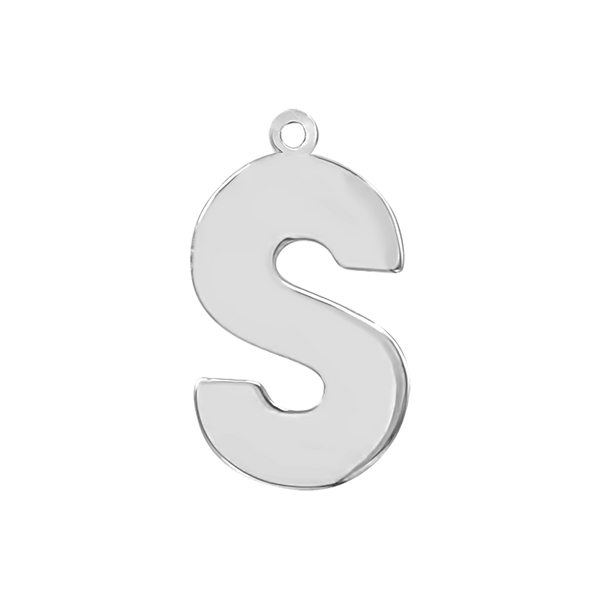 Block Initial Pendant with 1 Ring in Sterling Silver (25.00 mm)
