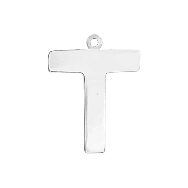 Block Initial Pendant with 1 Ring in Sterling Silver (25.00 mm)