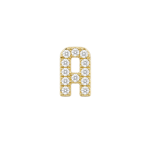 Small Initial Charm with Natural Diamonds Finding in 14K Gold (.005 ct)