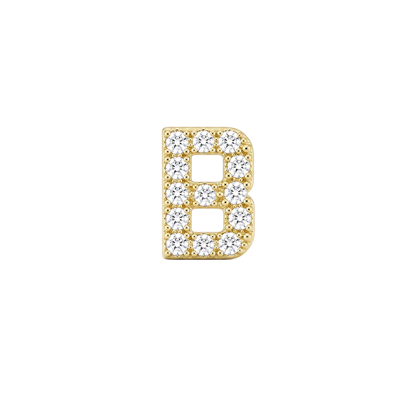Small Initial Charm with Lab Grown Diamonds Finding in 14K Gold (.005 ct)