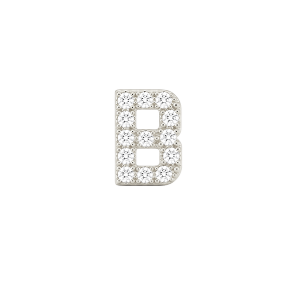 Small Initial Charm with Natural Diamonds Finding in 14K Gold (.005 ct)
