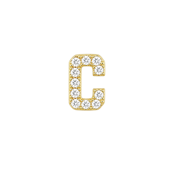 Small Initial Charm with Natural Diamonds Finding in 14K Gold (.005 ct)