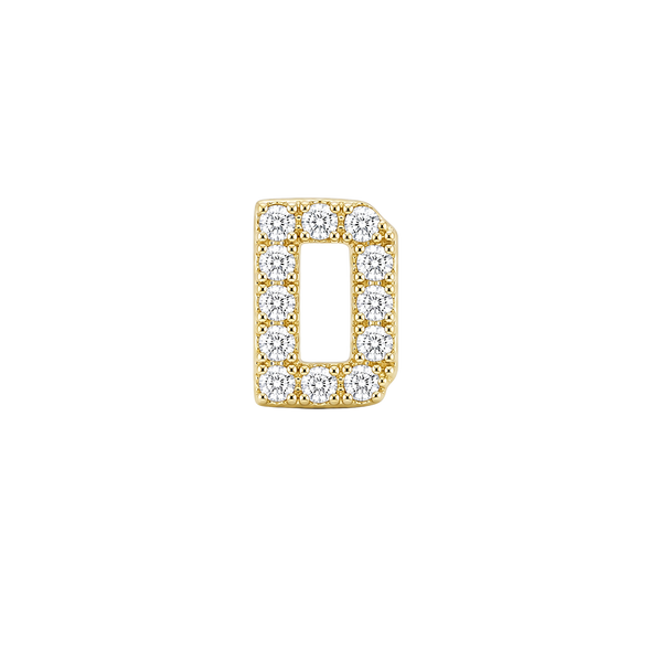 Small Initial Charm with Natural Diamonds Finding in 14K Gold (.005 ct)