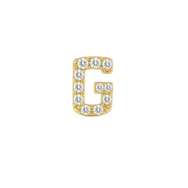 Small Initial Charm with Natural Diamonds Finding in 14K Gold (.005 ct)