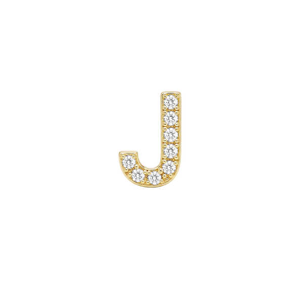 Small Initial Charm with Natural Diamonds Finding in 14K Gold (.005 ct)