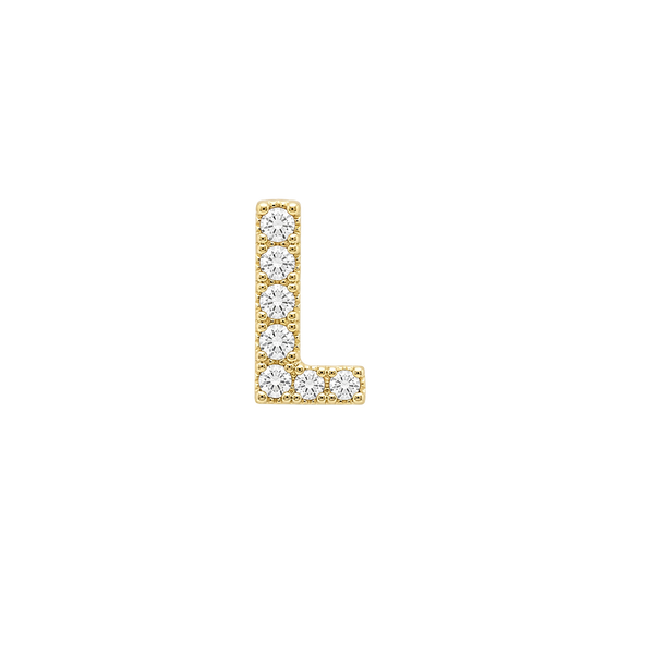 Small Initial Charm with Natural Diamonds Finding in 14K Gold (.005 ct)