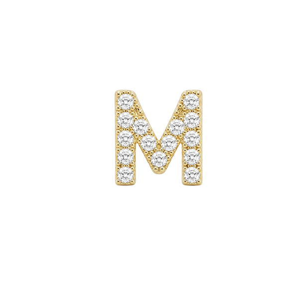 Small Initial Charm with Natural Diamonds Finding in 14K Gold (.005 ct)