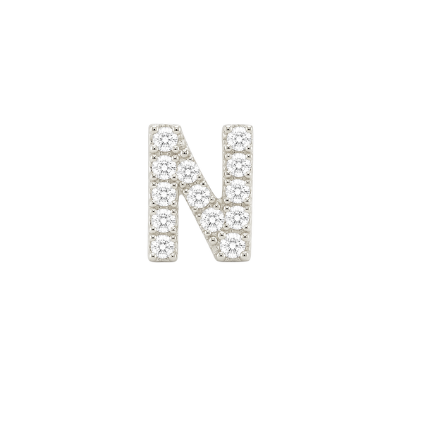 Small Initial Charm with Natural Diamonds Finding in 14K Gold (.005 ct)