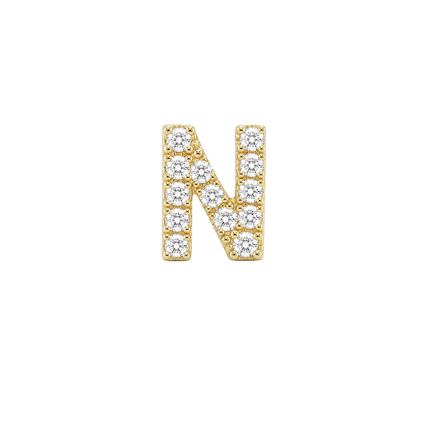 Small Initial Charm with Lab Grown Diamonds Finding in 14K Gold (.005 ct)