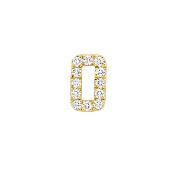 Small Initial Charm with Natural Diamonds Finding in 14K Gold (.005 ct)