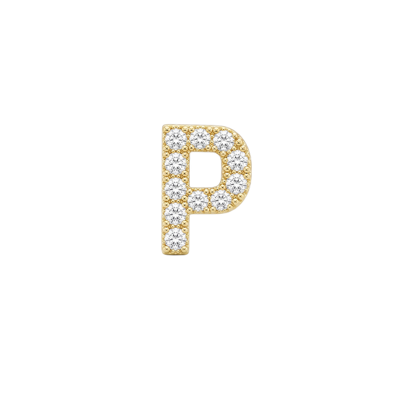 Small Initial Charm with Natural Diamonds Finding in 14K Gold (.005 ct)