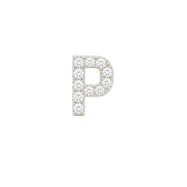 Small Initial Charm with Natural Diamonds Finding in 14K Gold (.005 ct)