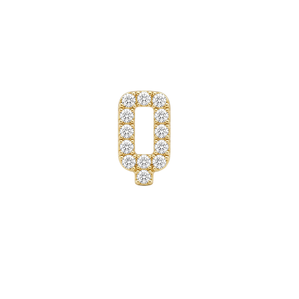 Small Initial Charm with Lab Grown Diamonds Finding in 14K Gold (.005 ct)
