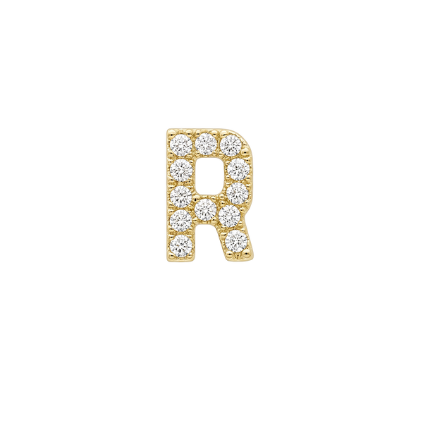 Small Initial Charm with Natural Diamonds Finding in 14K Gold (.005 ct)