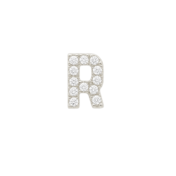 Small Initial Charm with Natural Diamonds Finding in 14K Gold (.005 ct)