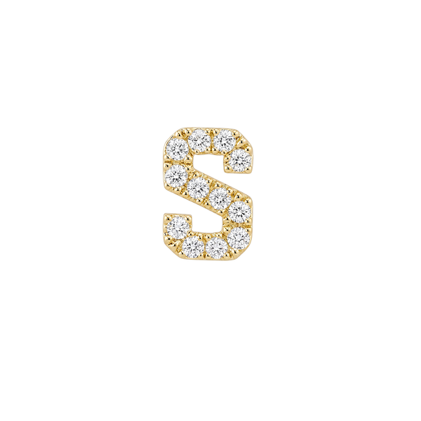 Small Initial Charm with Lab Grown Diamonds Finding in 14K Gold (.005 ct)