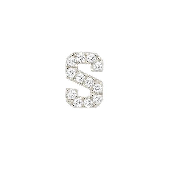 Small Initial Charm with Lab Grown Diamonds Finding in 14K Gold (.005 ct)