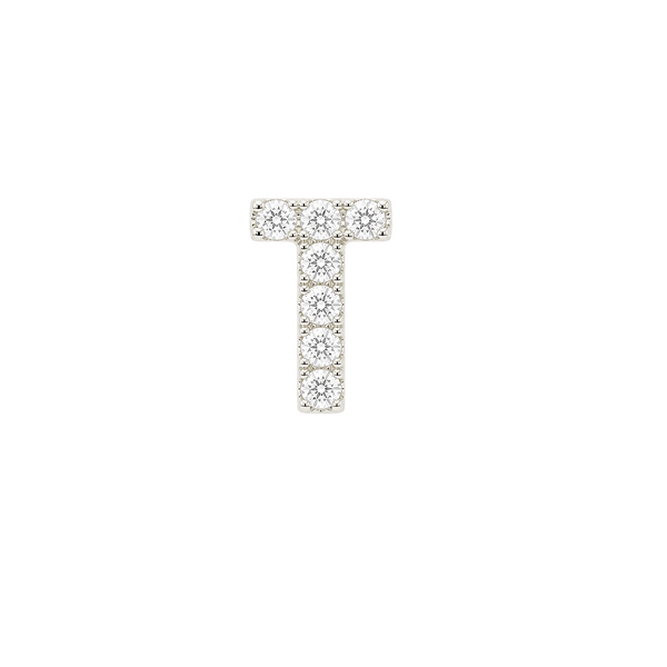 Small Initial Charm with Lab Grown Diamonds Finding in 14K Gold (.005 ct)