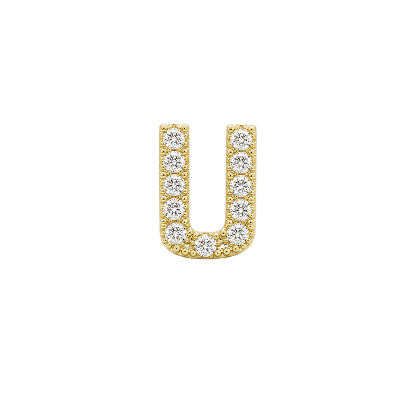 Small Initial Charm with Natural Diamonds Finding in 14K Gold (.005 ct)