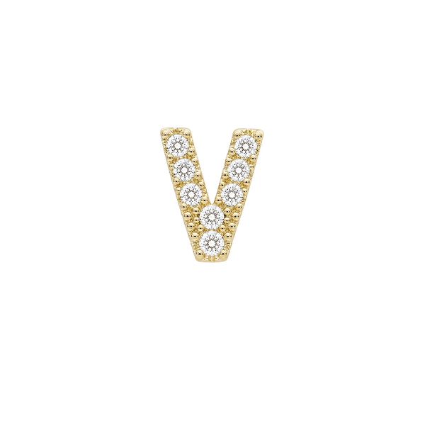 Small Initial Charm with Natural Diamonds Finding in 14K Gold (.005 ct)