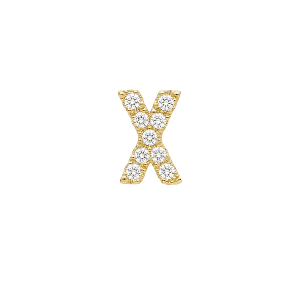 Small Initial Charm with Natural Diamonds Finding in 14K Gold (.005 ct)
