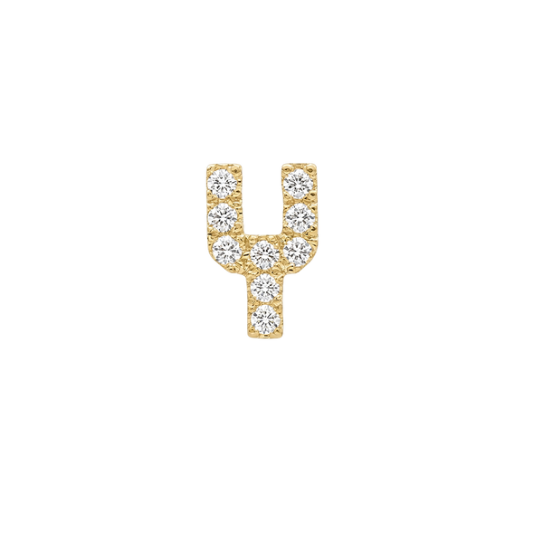 Small Initial Charm with Natural Diamonds Finding in 14K Gold (.005 ct)