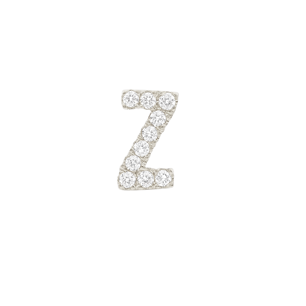 Small Initial Charm with Natural Diamonds Finding in 14K Gold (.005 ct)