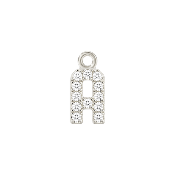 Small Initial Charm with Lab Grown Diamonds with 1 Jump Ring (.005 ct)