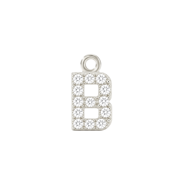 Small Initial Charm with Natural Diamonds with 1 Jump Ring (.005 ct)
