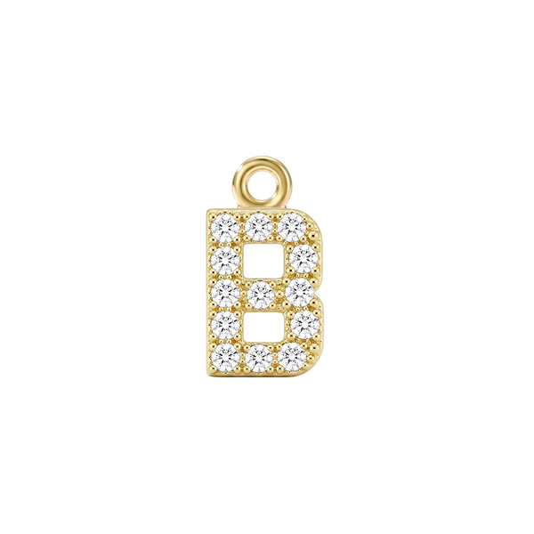 Small Initial Charm with Lab Grown Diamonds with 1 Jump Ring (.005 ct)