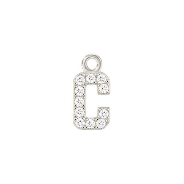Small Initial Charm with Natural Diamonds with 1 Jump Ring (.005 ct)