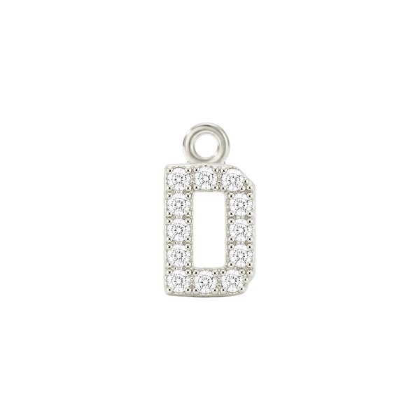 Small Initial Charm with Natural Diamonds with 1 Jump Ring (.005 ct)